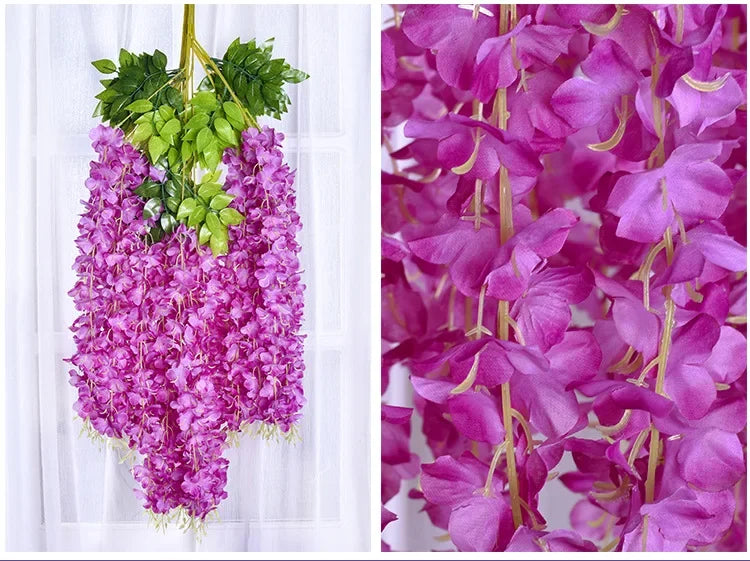 Silk Wisteria Hanging Vines – 110cm Artificial Flower Garland for Wedding Decor