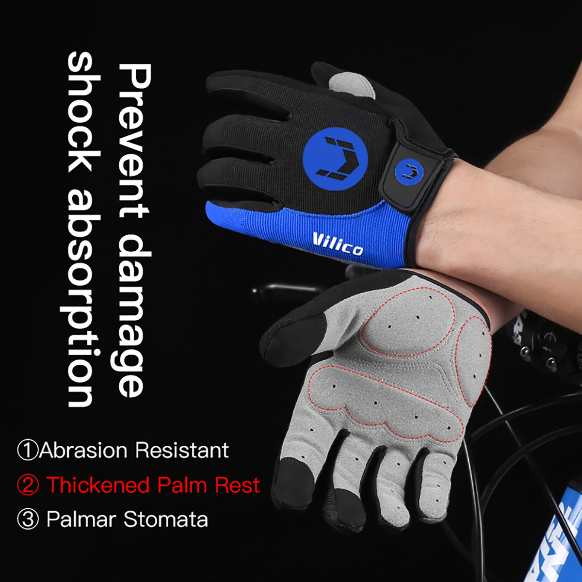 Anti-Slip Full Finger Cycling Gloves – Breathable MTB Gear for Men and Women