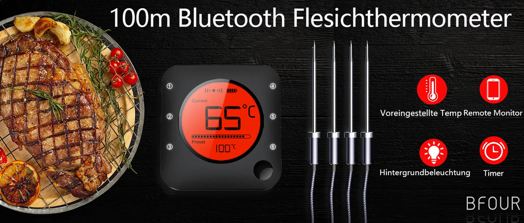 Wireless Meat Thermometer – 6-Probe Digital BBQ Tool for Smoker Grill Cooking