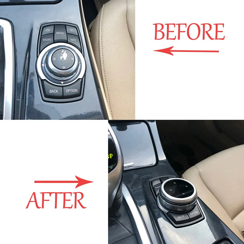 IDrive Multimedia Button Decals – Adhesive Interior Trim for BMW Models