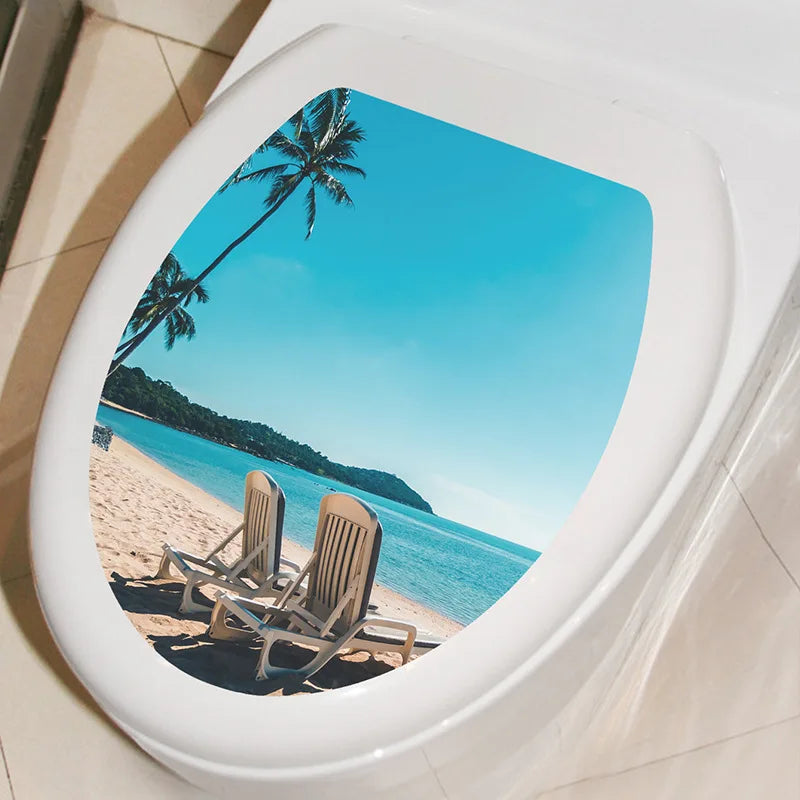 Decorative Toilet Seat Decal – Underwater Sea Shell Art for Bathroom Decor