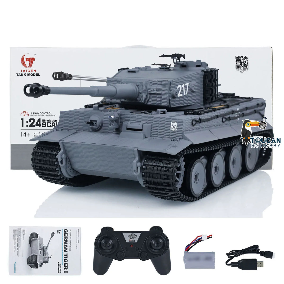 Taigen 1/24 Tiger I RC Battle Tank – Infrared Combat Vehicle for Military Hobbyists