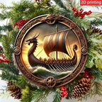 Viking Longship Wooden Wall Art – 8 Inch Nordic Decor for Home and Bar