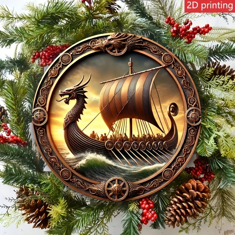 Viking Longship Wooden Wall Art – 8 Inch Nordic Decor for Home and Bar