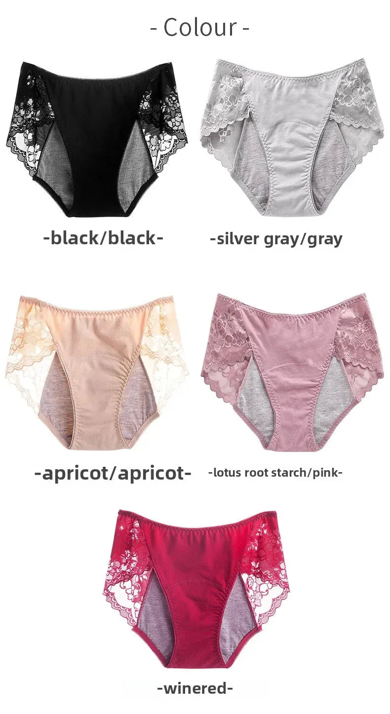 Lace Period Underwear – Leakproof Sanitary Shorts for Women's Menstrual Cycle