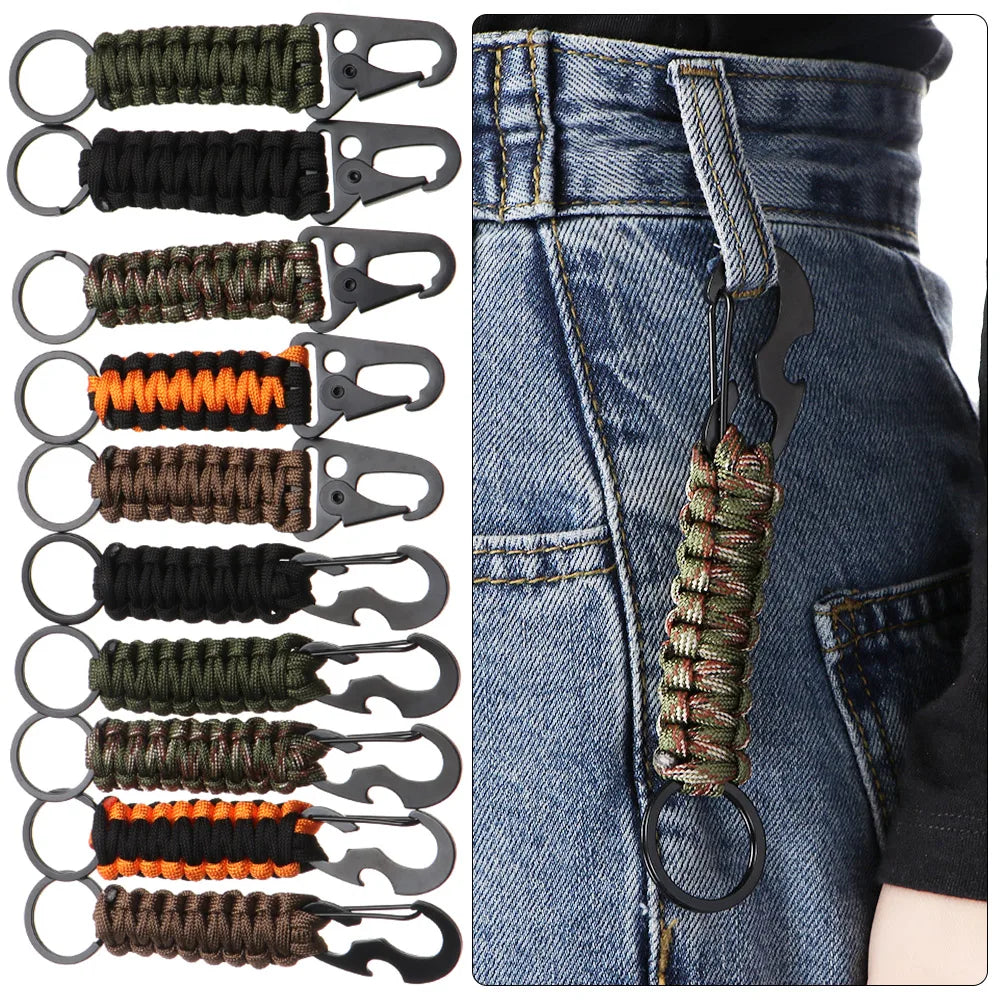 Paracord Survival Keychain – Military Carabiner for Outdoor Camping Gear