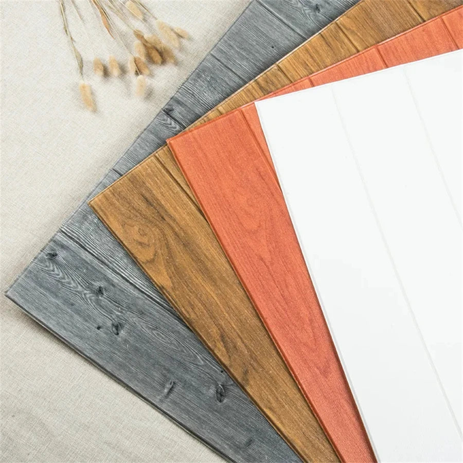 3D Wood Grain Foam Wall Tiles – Self-Adhesive Wallpaper for Home Decor