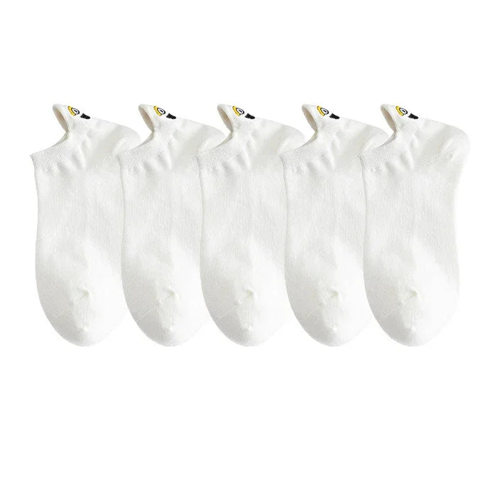 Embroidered Expression Ankle Socks – Kawaii Cotton Fashion for Casual Wear