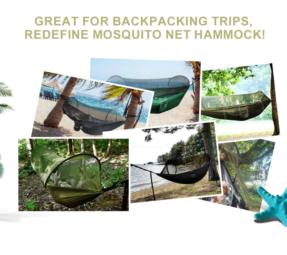 Camping Hammock – Quick Opening with Mosquito Net for Outdoor Sleeping