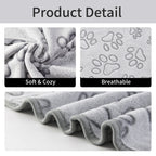 Plush Dog Paw Print Blanket – Soft Flannel Pet Mat for Dogs and Cats