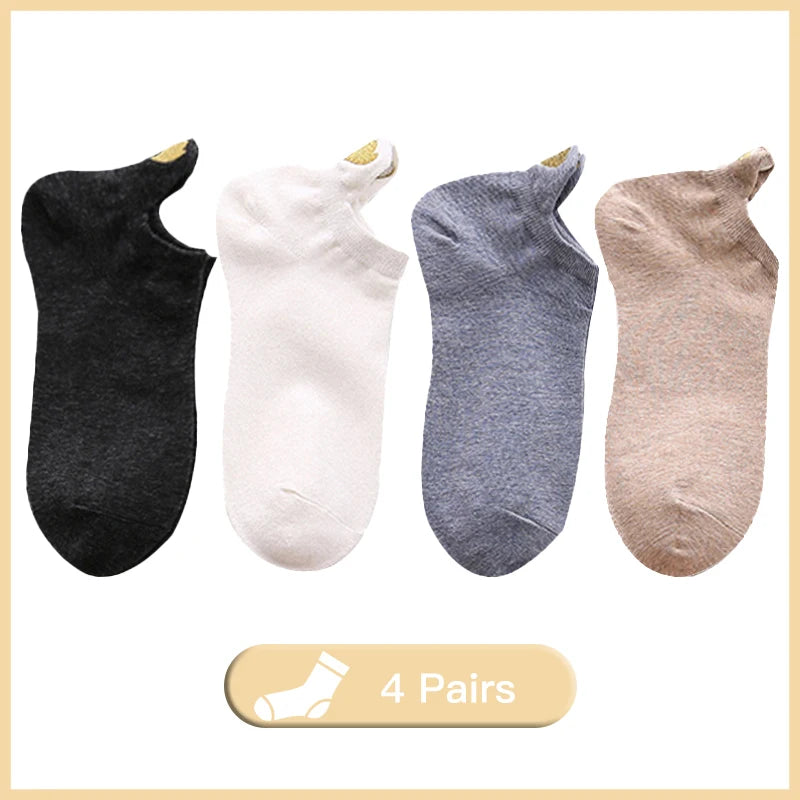 Embroidered Heart Ankle Socks – Cute Cotton Casual Footwear for Women