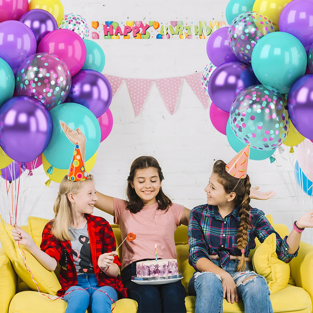 Metallic Pearl and Confetti Balloons – Decorative Latex Set for Party Events