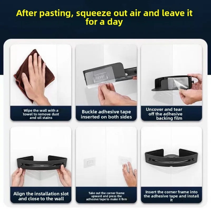 Adhesive Shower Shelf – Waterproof Bathroom Organizer for Shampoo and Towels