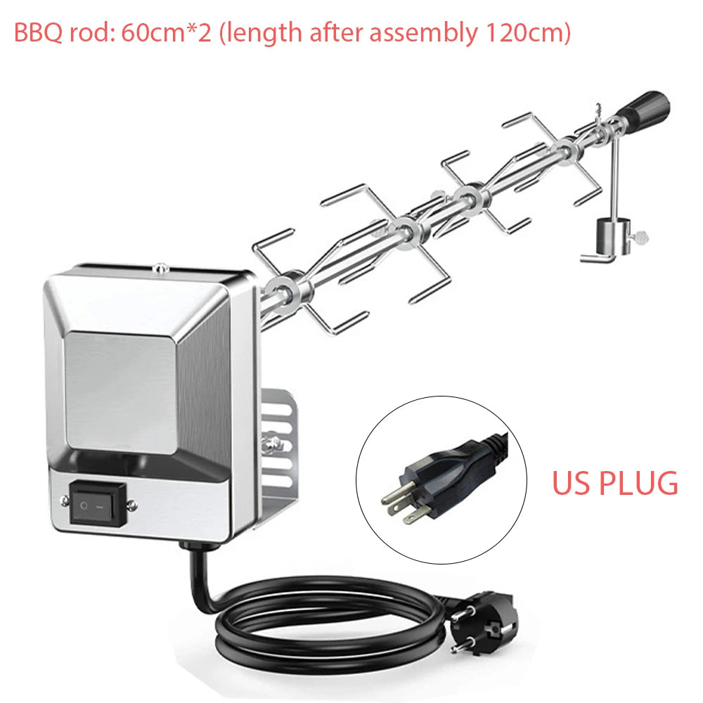 Universal Stainless Steel Rotisserie Kit – Electric BBQ Grill for Outdoor
