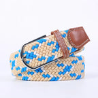 Woven Elastic Canvas Belt – Stretch Braided Buckle Strap for Casual Jeans