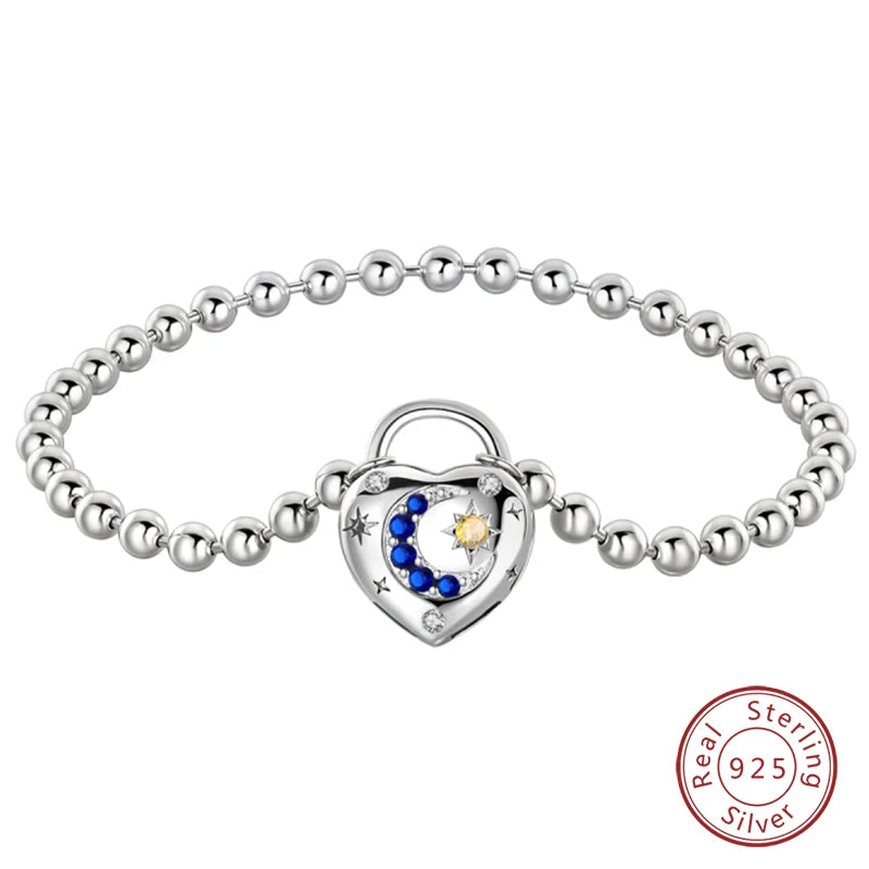 925 Sterling Silver Charm Bracelet – Adjustable Green Zircon for Birthday Gifts