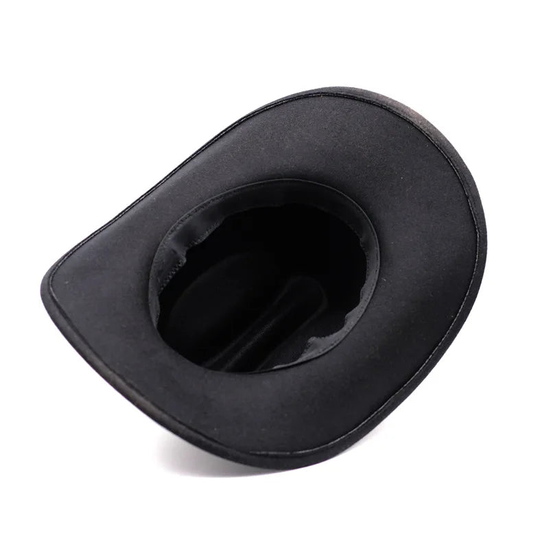 Vintage Wide Brim Cowboy Hat – Leather Western Style for Men and Women