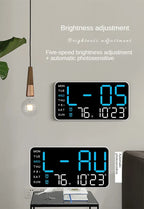 LED Digital Wall Clock – Temperature and Date Display for Home Office