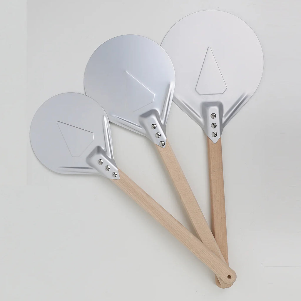 Perforated Aluminum Pizza Peel – Non-Slip Wooden Handle for Home Baking