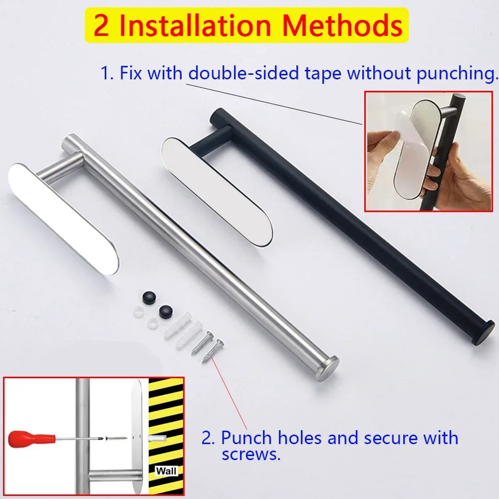 Adhesive Paper Towel Holder – Wall Mounted Rack for Kitchen and Bathroom