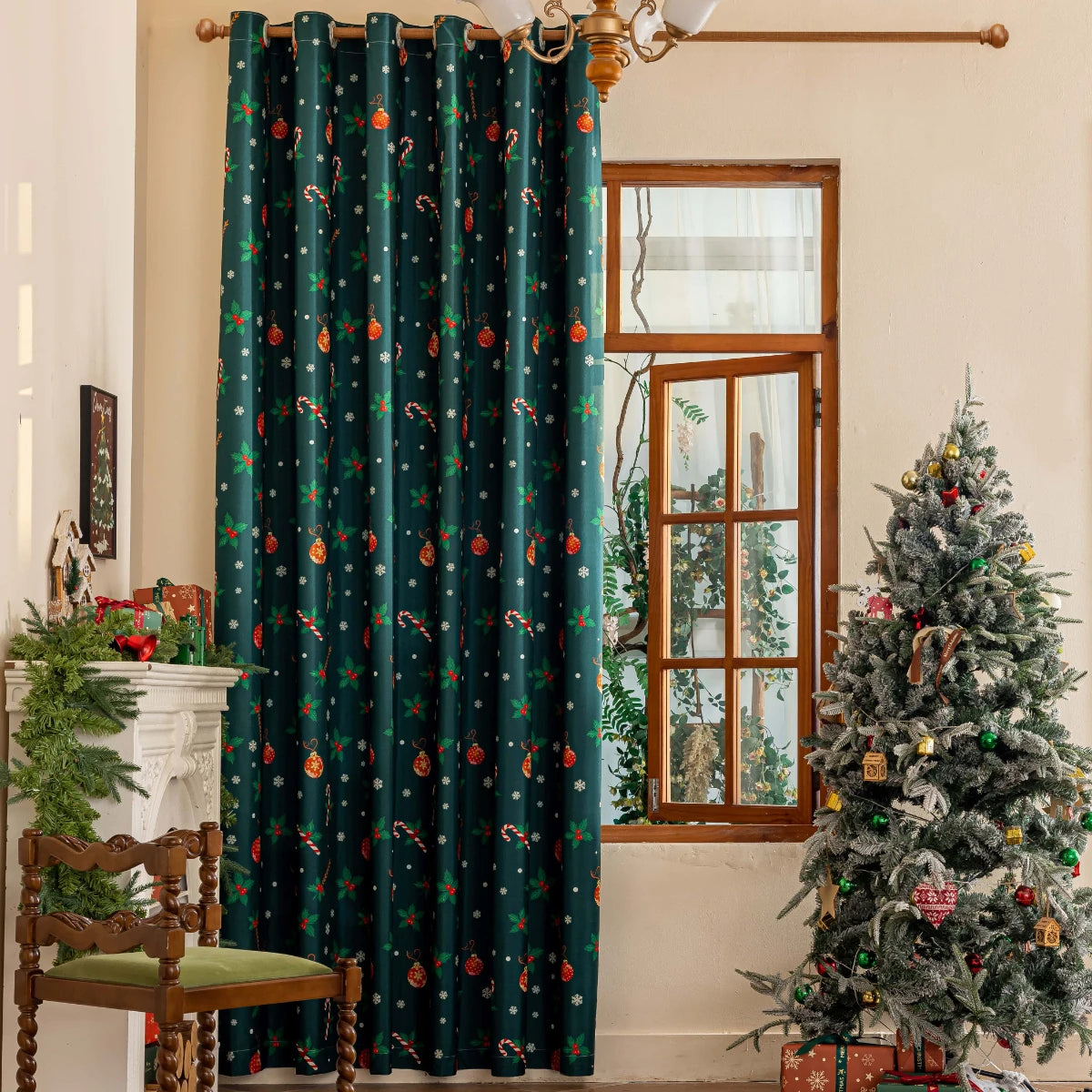 Laminated Blackout Curtains – Christmas Decorative Drapes for Home Decor