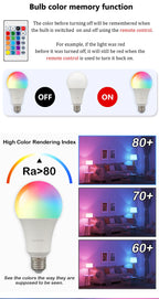 RGB LED Light Bulb – Dimmable 16 Color Remote for Home Bedroom Decor