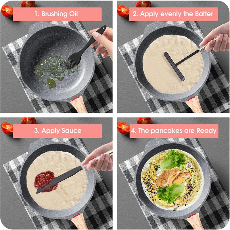 Stainless Steel Crepe Spreader and Spatula Kit – Cooking Tools for Pancakes