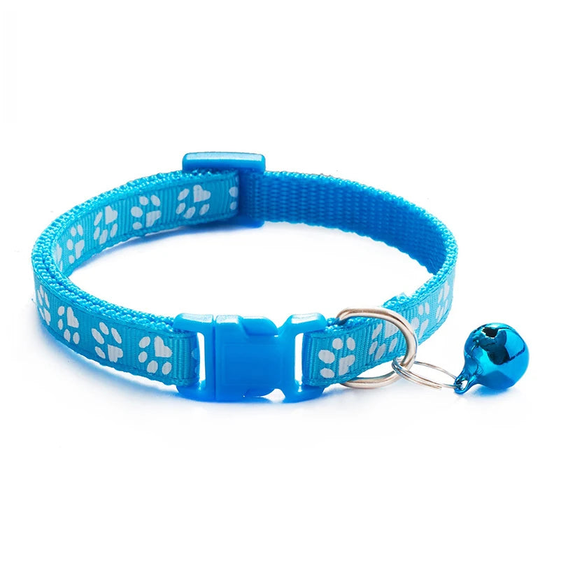 Printed Bell Pet Collar – Adjustable Safety Necklace for Cats and Small Dogs