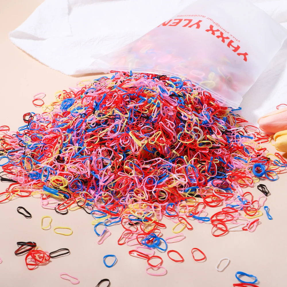 Colorful Disposable Hair Bands – Elastic Rubber Ties for Kids Hairstyles