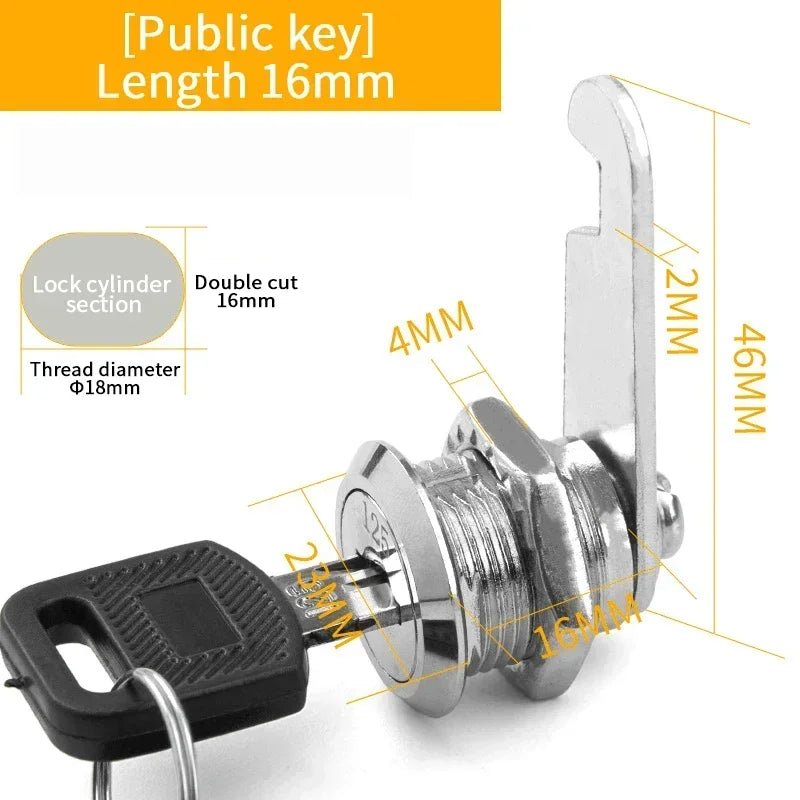 Cam Lock Drawer Cabinet Hardware – Assorted Sizes for Furniture Security