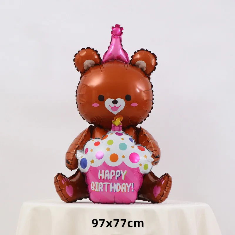 3D Matte Standing Bear Foil Balloons – Birthday Party Decoration for Baby Shower