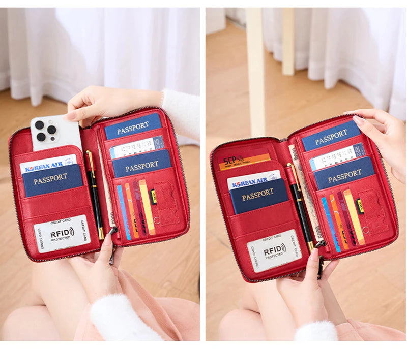 RFID Leather Passport Wallet – Anti-Theft Card Holder for Travel