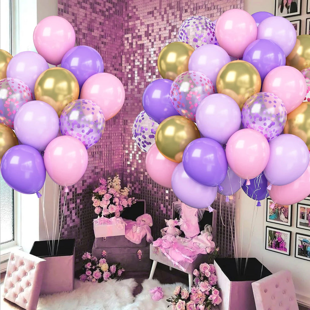 Metallic Pearl and Confetti Balloons – Decorative Latex Set for Party Events