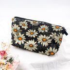 Floral Zipper Makeup Bag – Portable Travel Cosmetic Organizer for Women
