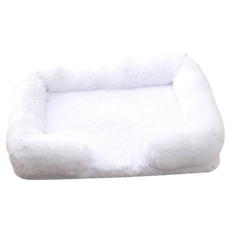 Plush Rectangular Dog Bed – Washable Fluffy Pet Cushion for Small to Large Dogs