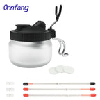 Airbrush Cleaning Pot – Glass Jar Set with Needles and Brushes
