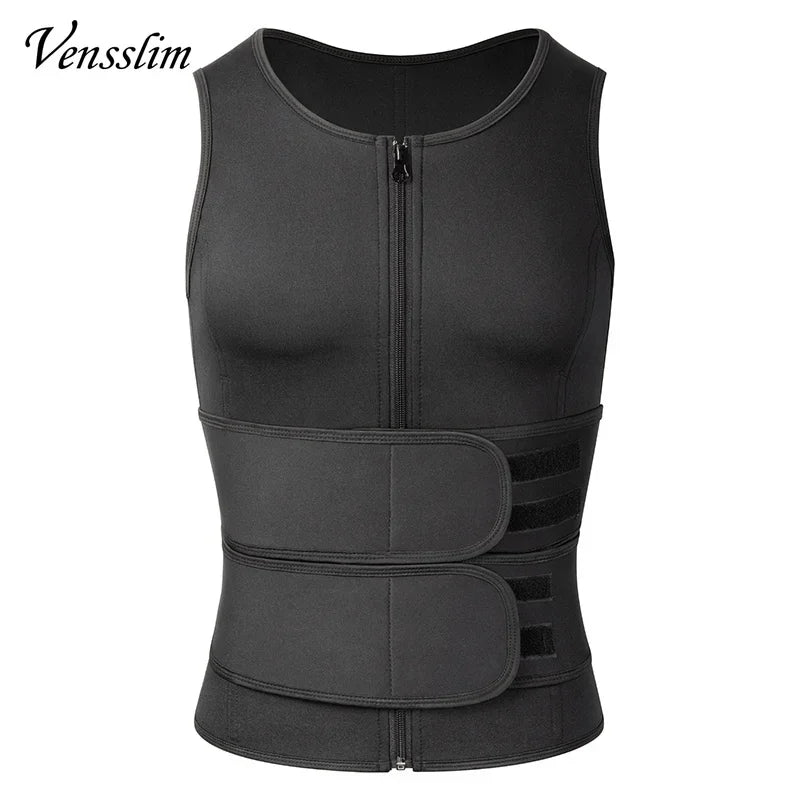 Men Compression Waist Trainer Vest – Slimming Sauna Shirt for Workout Fitness