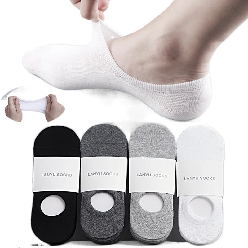Invisible Cotton Boat Socks – Non-Slip Silicone Ankle Liners for Men