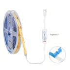 USB COB LED Strip Lights – Dimmable Flexible Tape for TV and Cabinet Lighting