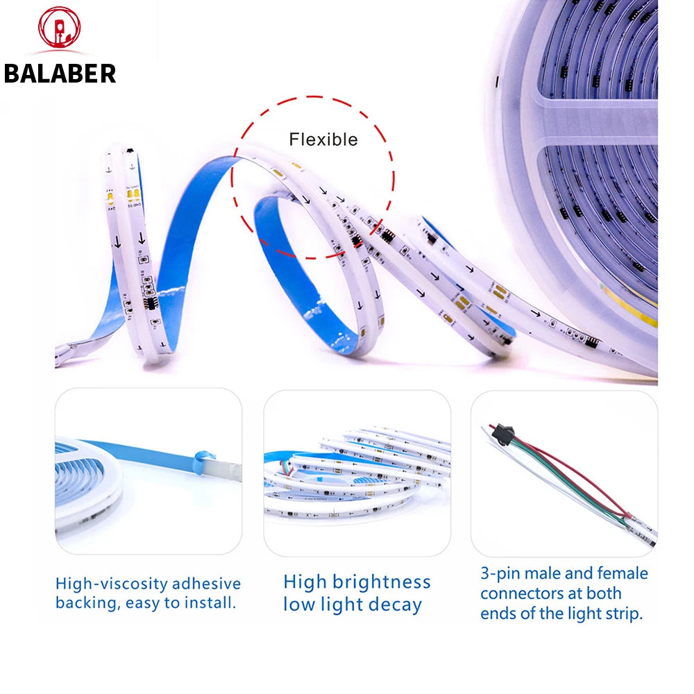 Addressable RGB LED Strip – Programmable WS2811 COB Light for Home Decor