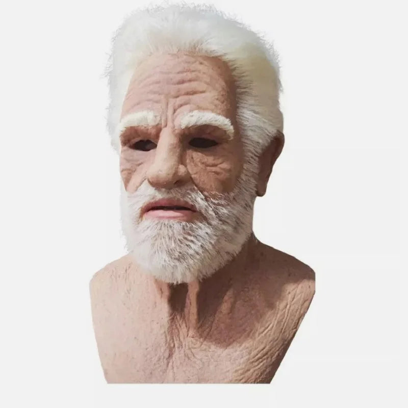 Realistic Bald Old Man Mask – Latex Creepy Cosplay Prop for Halloween