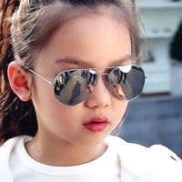 Kids Pilot Sunglasses – Reflective Metal Aviator Glasses for Boys and Girls