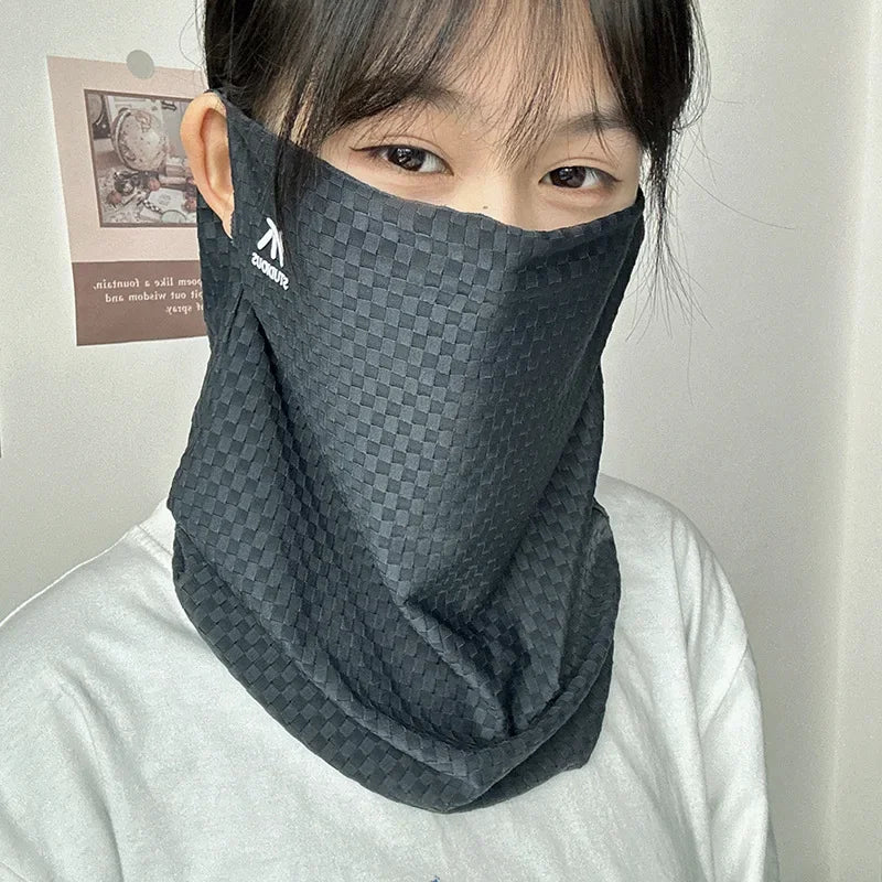 Ice Silk Sun Protection Scarf – Breathable Face Veil for Cycling and Travel