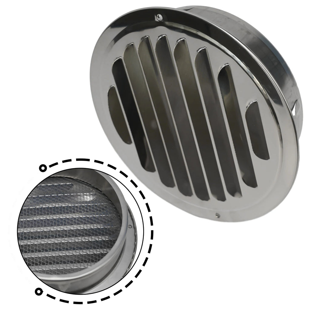 Stainless Steel Round Vent Grille – 70-300mm External Wall Duct for Ventilation