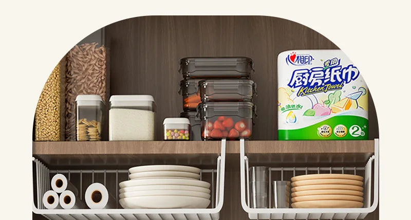 Iron Under Cabinet Hanging Baskets – Heavy Duty Storage for Kitchen Pantry