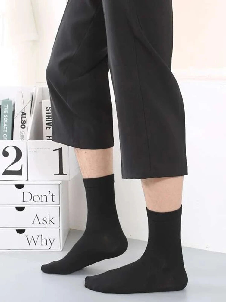 Mid Length Cotton Socks – Solid Color Business Casual for Daily Wear
