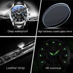 Leather Quartz Watch – Waterproof Noctilucent Timepiece for Business Men