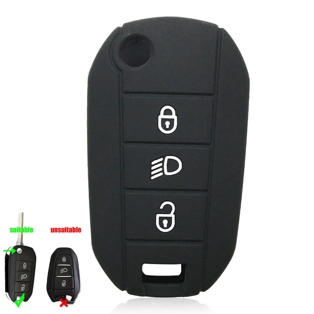 Silicone Flip Key Fob Cover – Protective Remote Case for Peugeot and Citroen