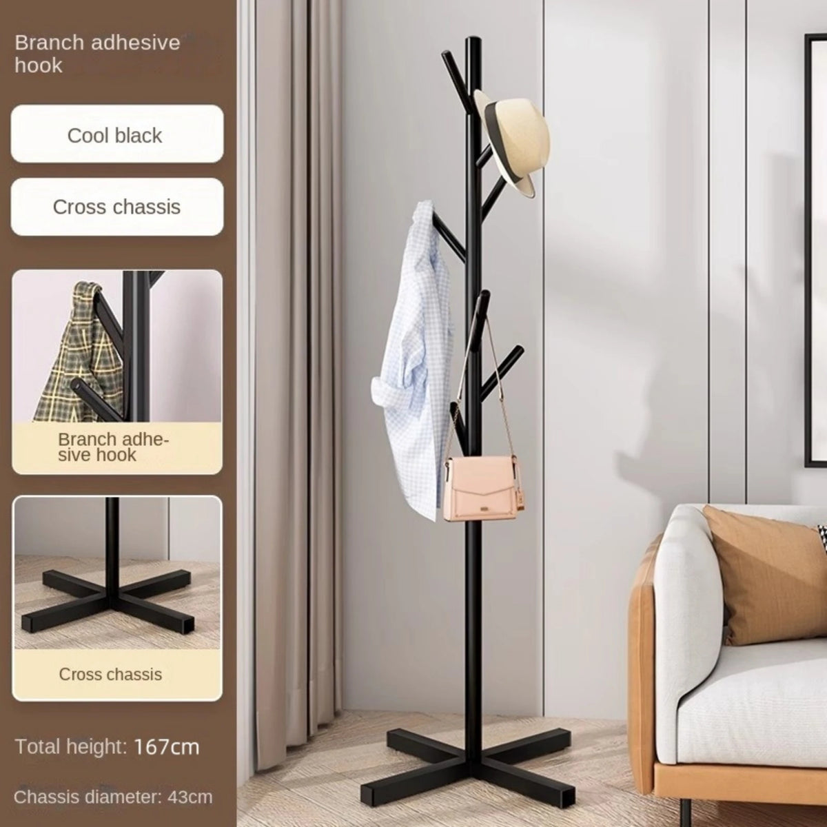 Marble Floor Standing Clothes Rack – Minimalist Bedroom Coat Storage