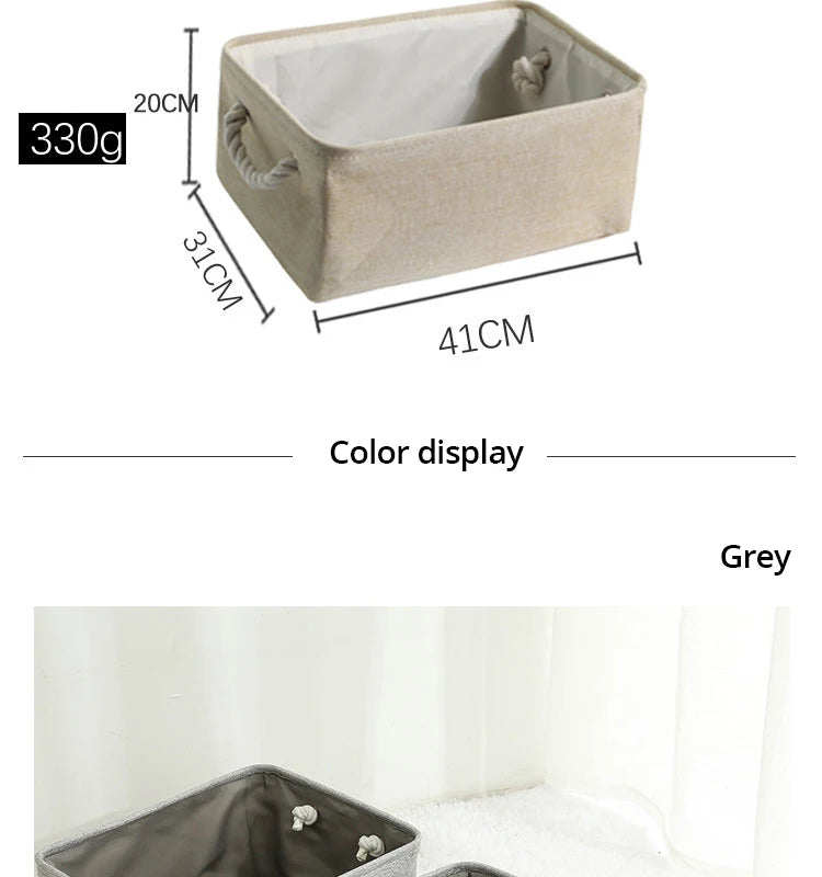 Linen Folding Storage Basket – Fabric Organizer for Wardrobe and Laundry